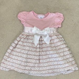 Bonnie Baby Ruffle Dress Pink & White 12 Months